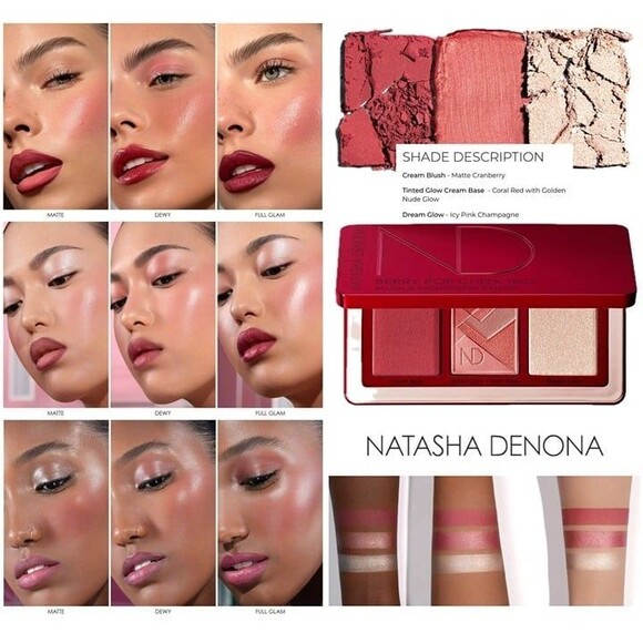 Natasha Denona Berry Pop Cheek Trio Cranberry Red Glow Cream Blush Highlight - Picture 3 of 12
